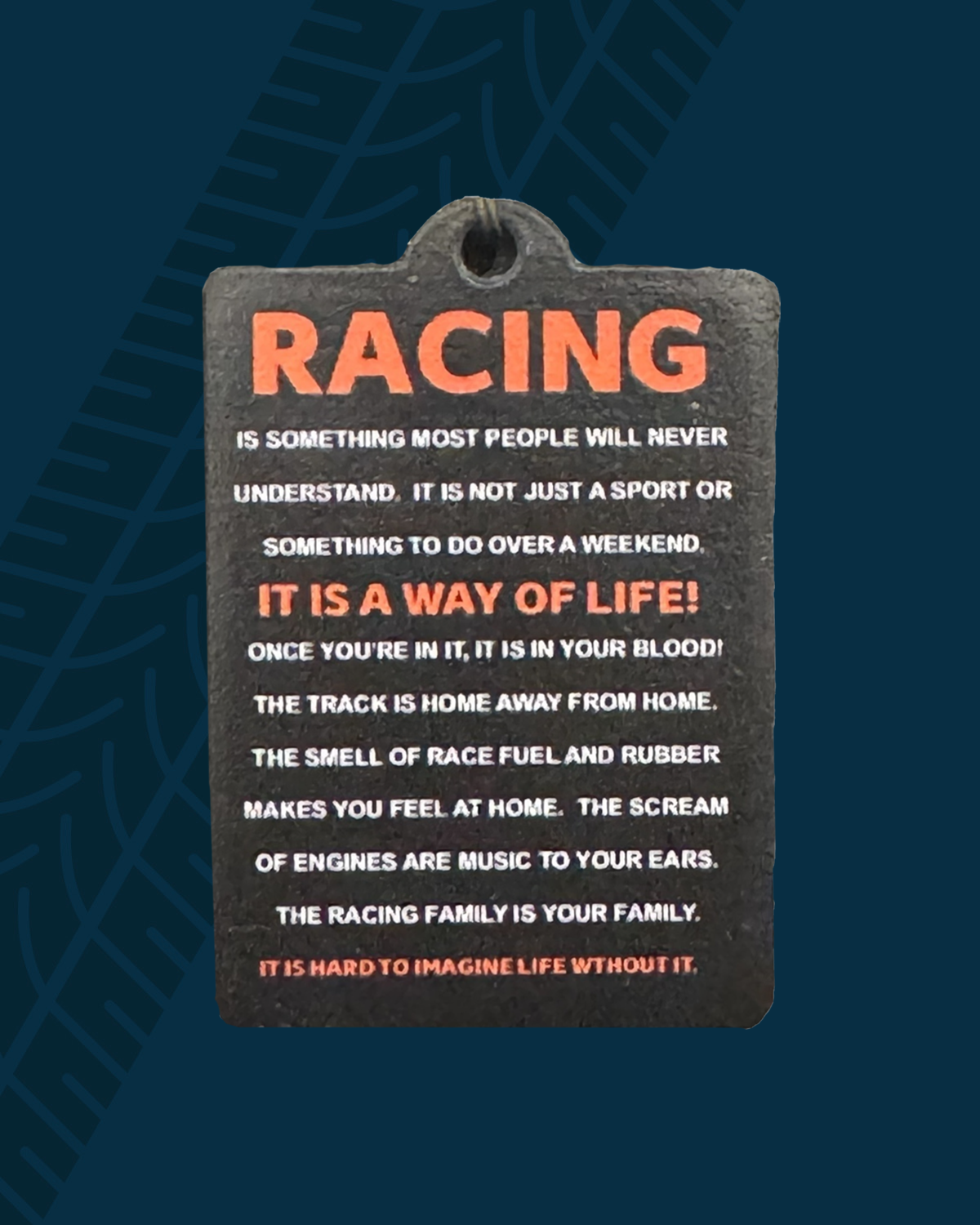 Racer Creed Wooden Keychain