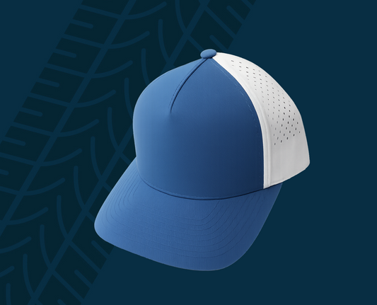 Trackside Trouble 5 Panel Hat – Cobalt Blue/White