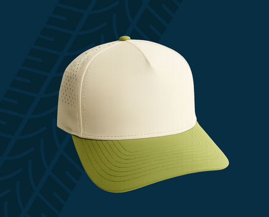 Trackside Trouble 5 Panel Hat – Sand/Olive