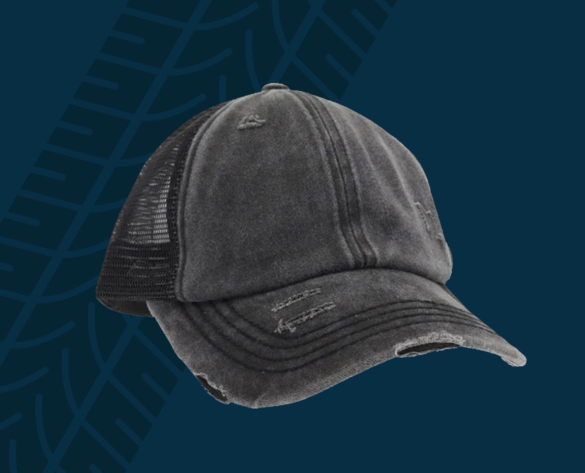 Trackside Trouble Ponytail Hat – Black