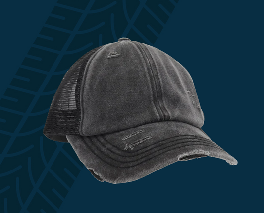 Trackside Trouble Ponytail Hat – Black