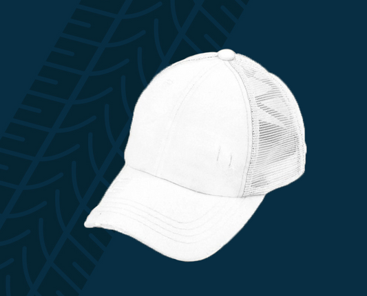 Trackside Trouble Ponytail Hat – White