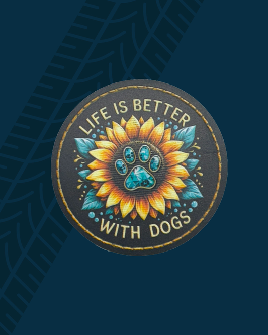 Trackside Trouble Patch - Life Is Better With Dogs Sunflower