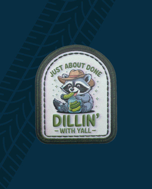 Trackside Trouble Patch - Done Dillin With Y'all - Raccoon
