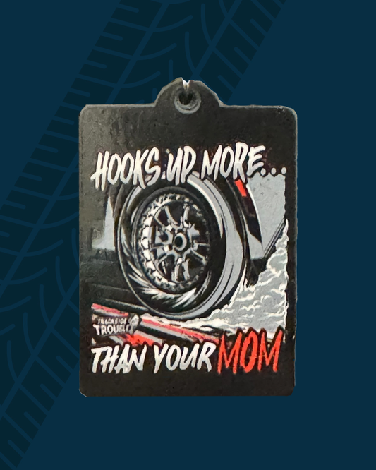 Hooks Up More Than Your Mom Wooden Keychain