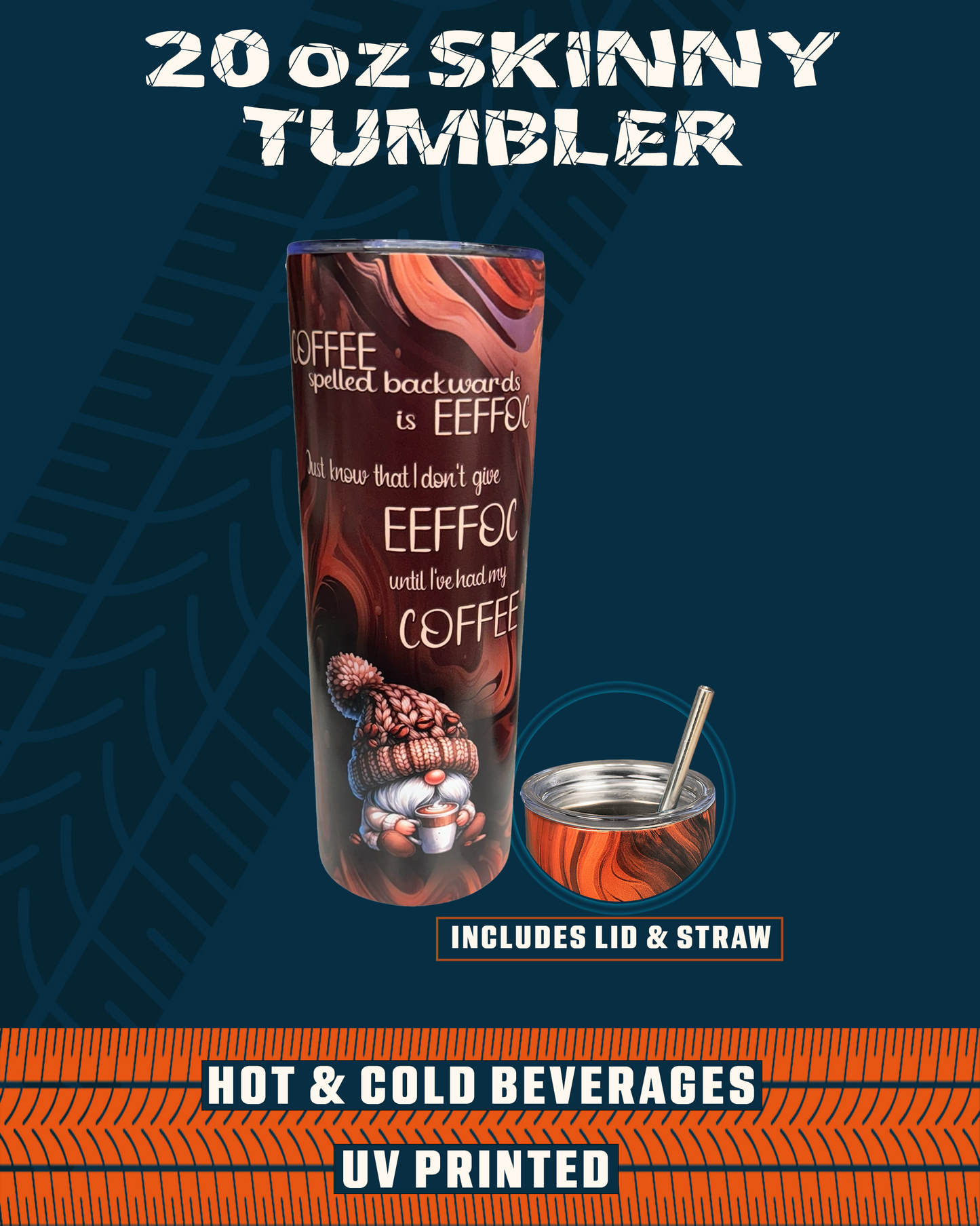 UV Printed Tumbler - Coffee Gnome